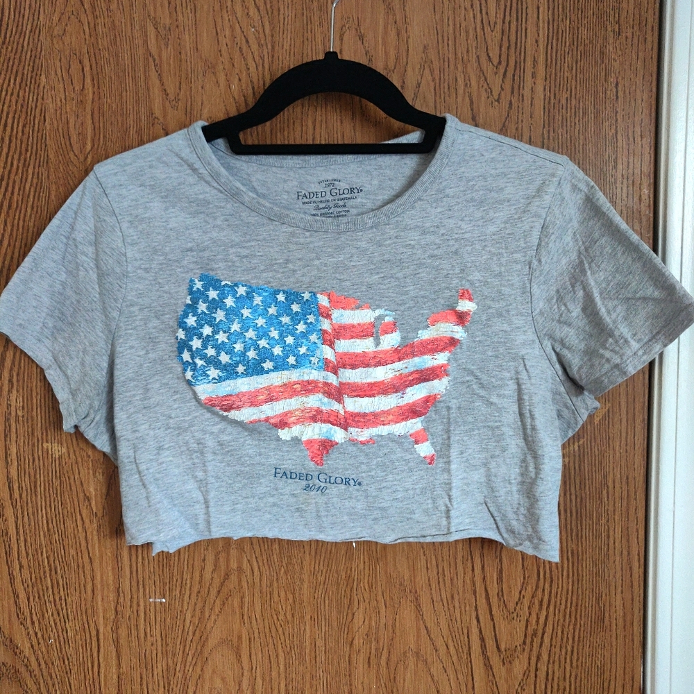 Faded Glory cropped 4th of July shirt